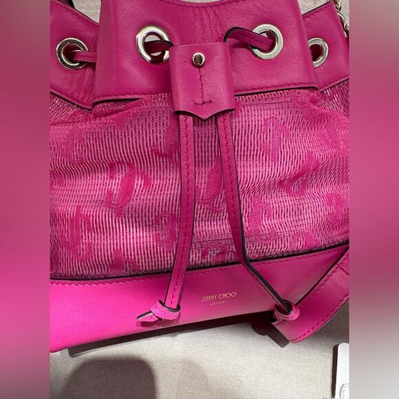 Jimmy Choo Juno Mesh & Leather Bucket Bag - Picture 3 of 8